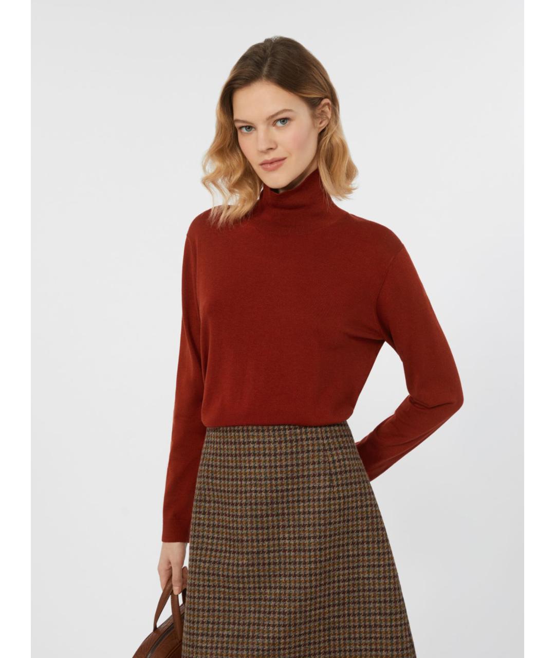 WEEKEND MAX MARA Красная шелковая водолазка, фото 5