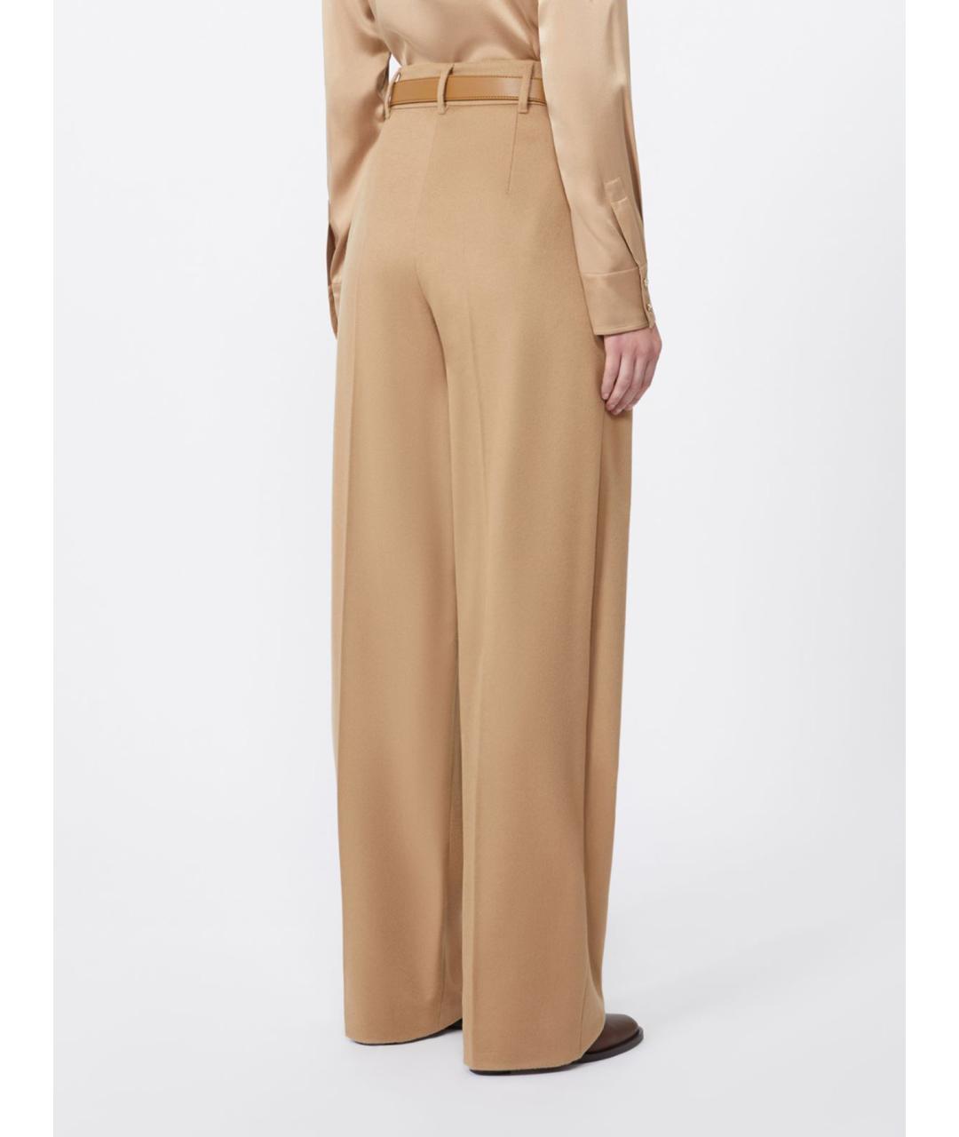 MAX MARA STUDIO Бежевые шерстяные брюки широкие, фото 3