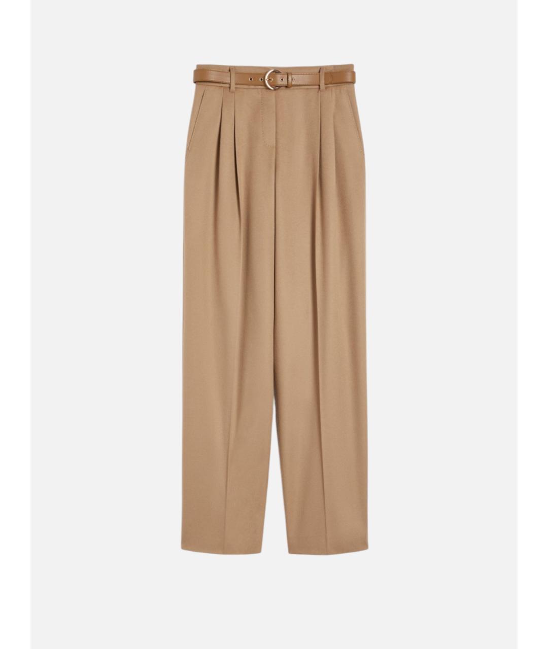 MAX MARA STUDIO Бежевые шерстяные брюки широкие, фото 6