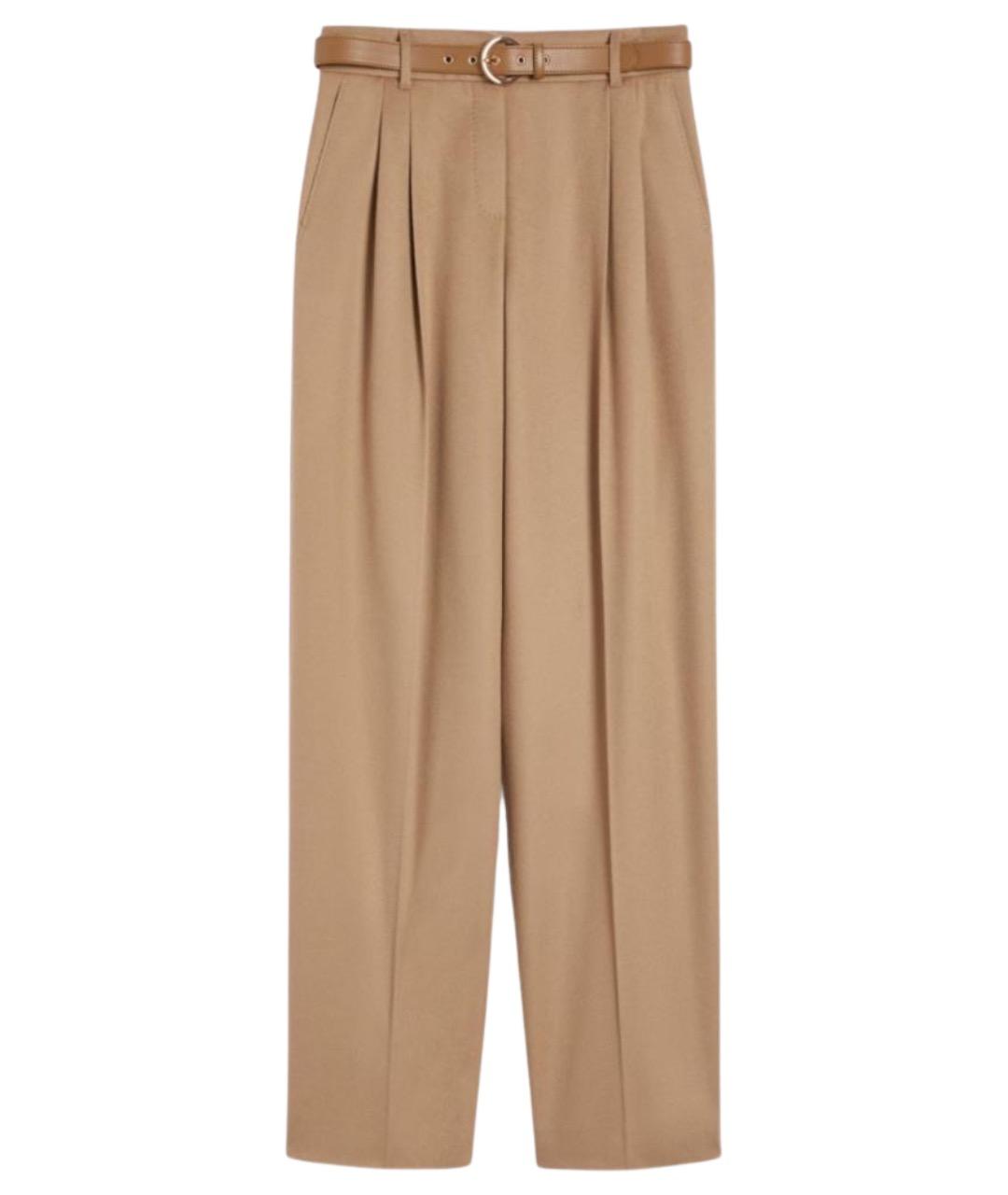 MAX MARA STUDIO Бежевые шерстяные брюки широкие, фото 1