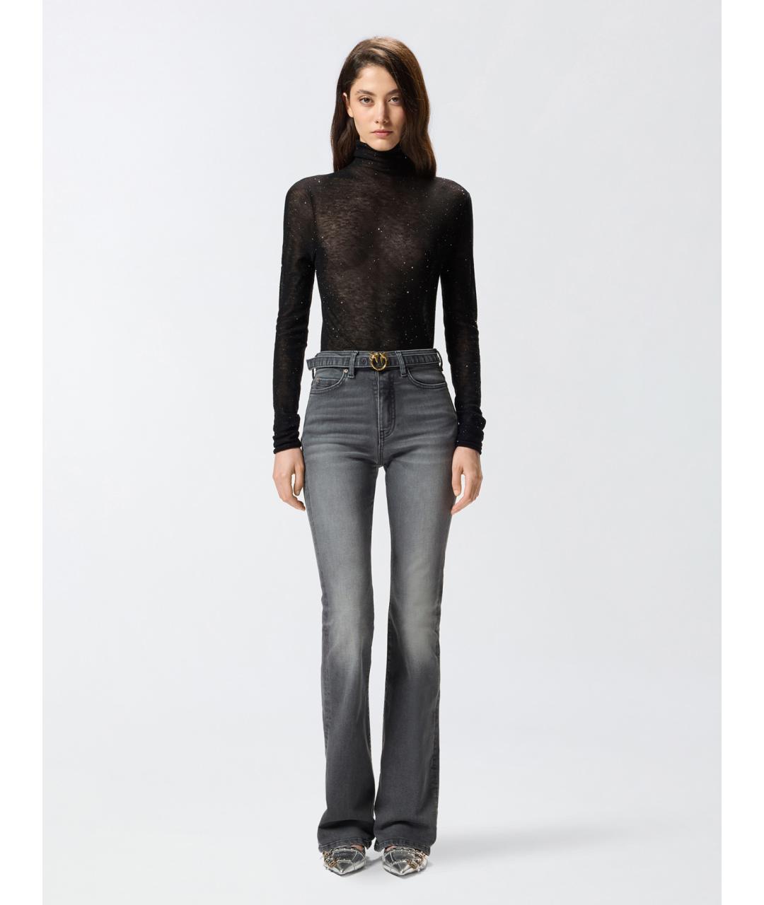 PINKO Серые хлопковые джинсы клеш, фото 2