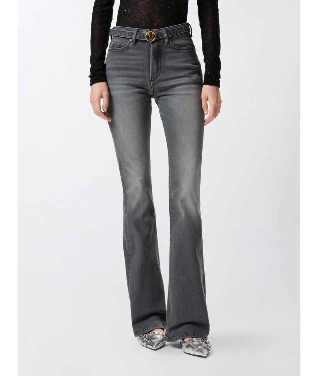 PINKO Серые хлопковые джинсы клеш, фото 3