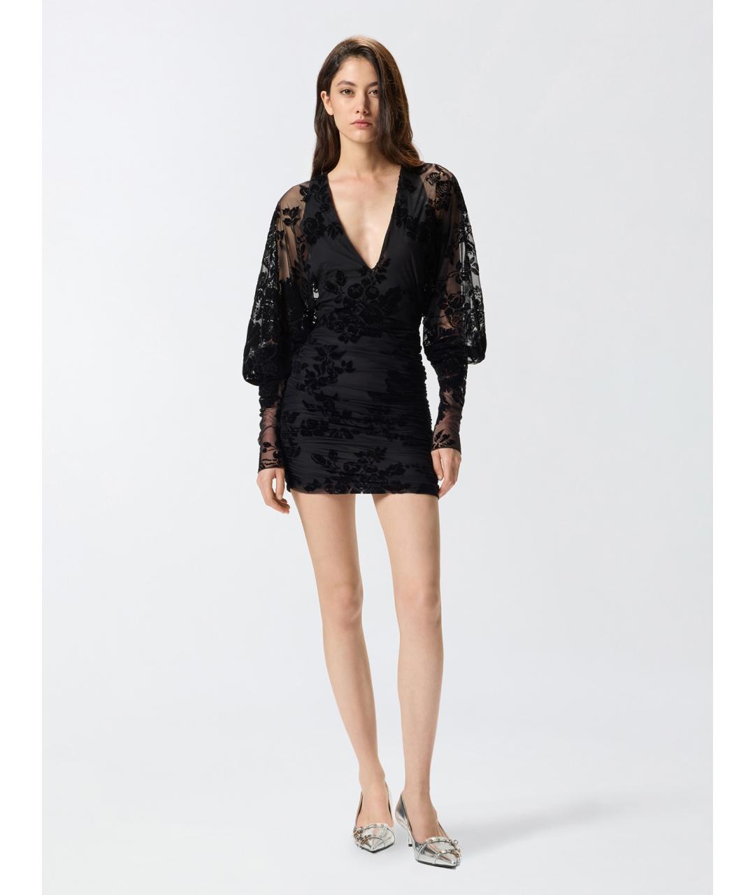 PINKO Черное вискозное коктейльное платье, фото 2