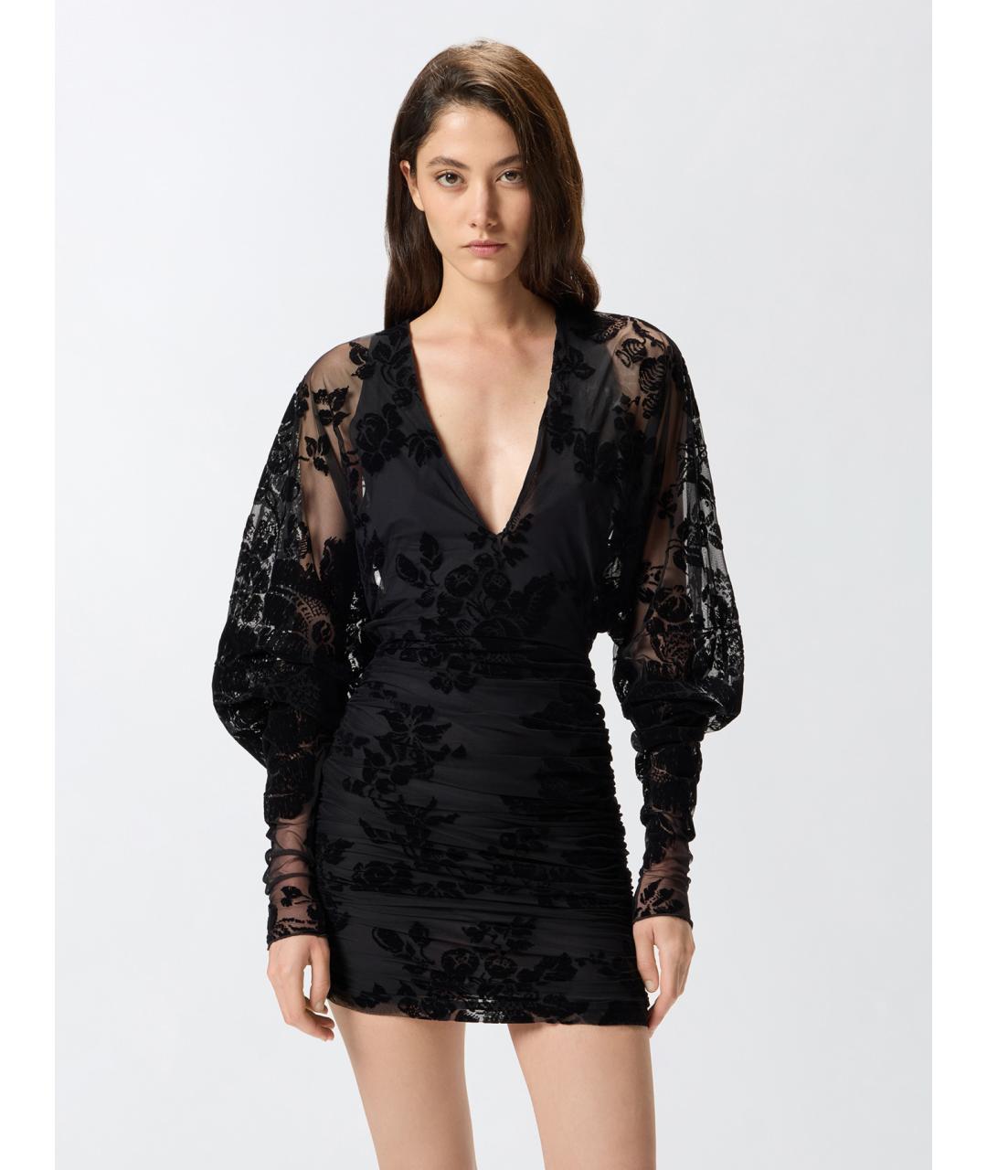 PINKO Черное вискозное коктейльное платье, фото 3