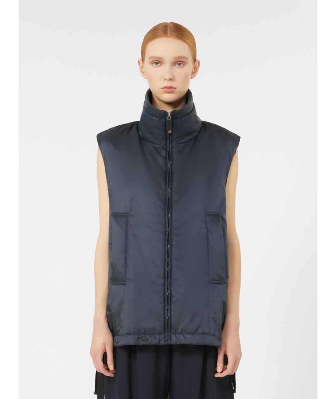 'S MAX MARA Антрацитовый полиэстеровый жилет, фото 4