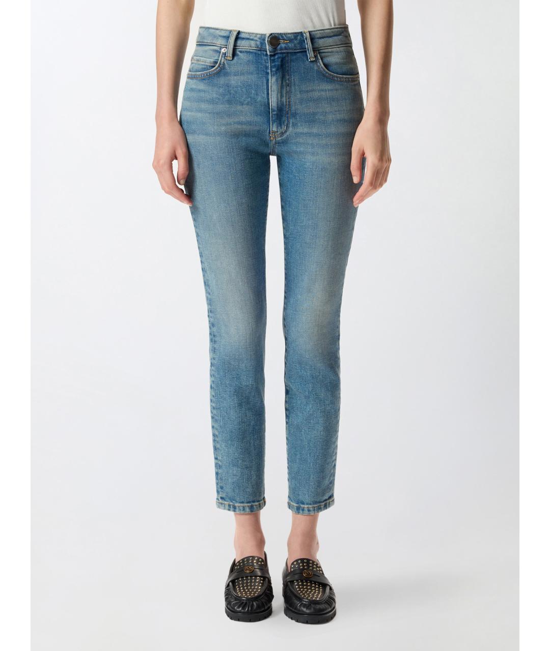 PINKO Синие хлопковые джинсы слим, фото 4