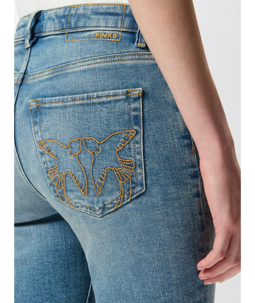 PINKO Синие хлопковые джинсы слим, фото 7