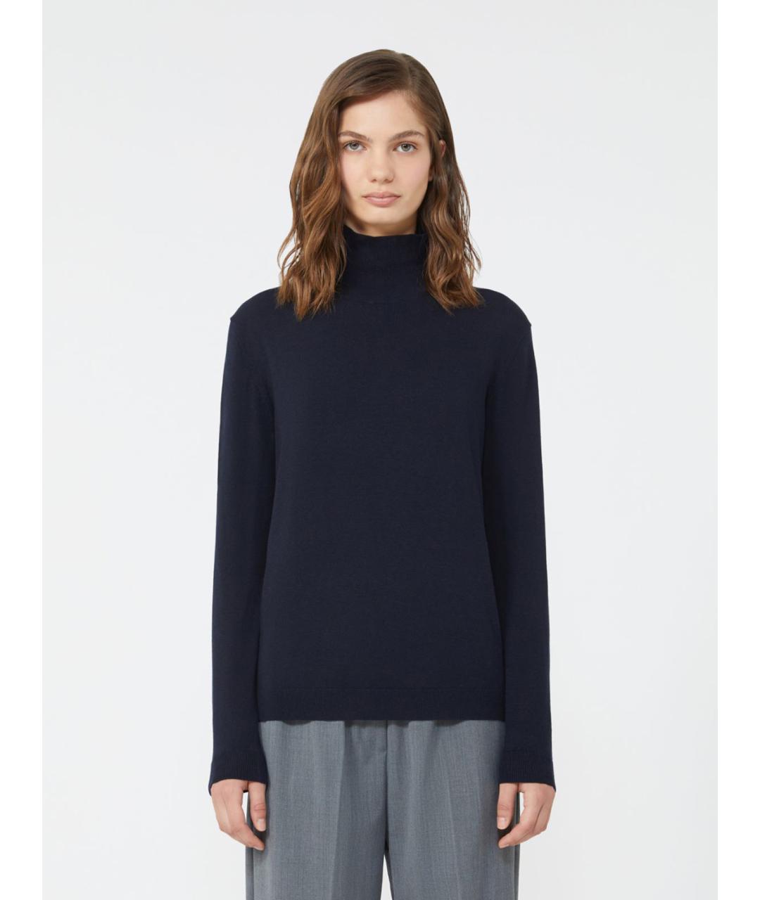 WEEKEND MAX MARA Темно-синяя шелковая водолазка, фото 4
