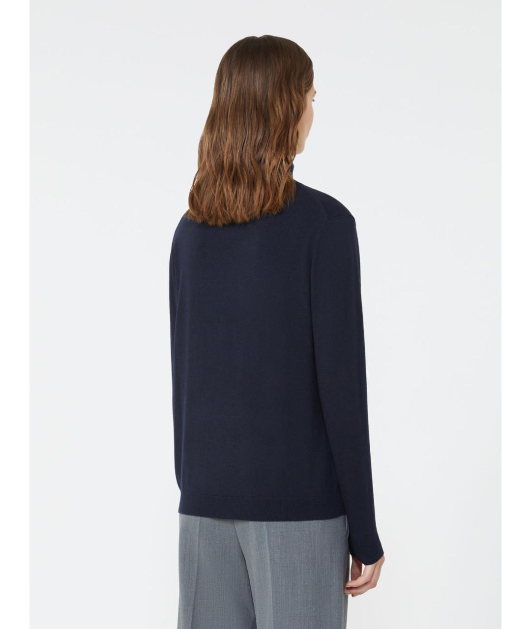 WEEKEND MAX MARA Темно-синяя шелковая водолазка, фото 3