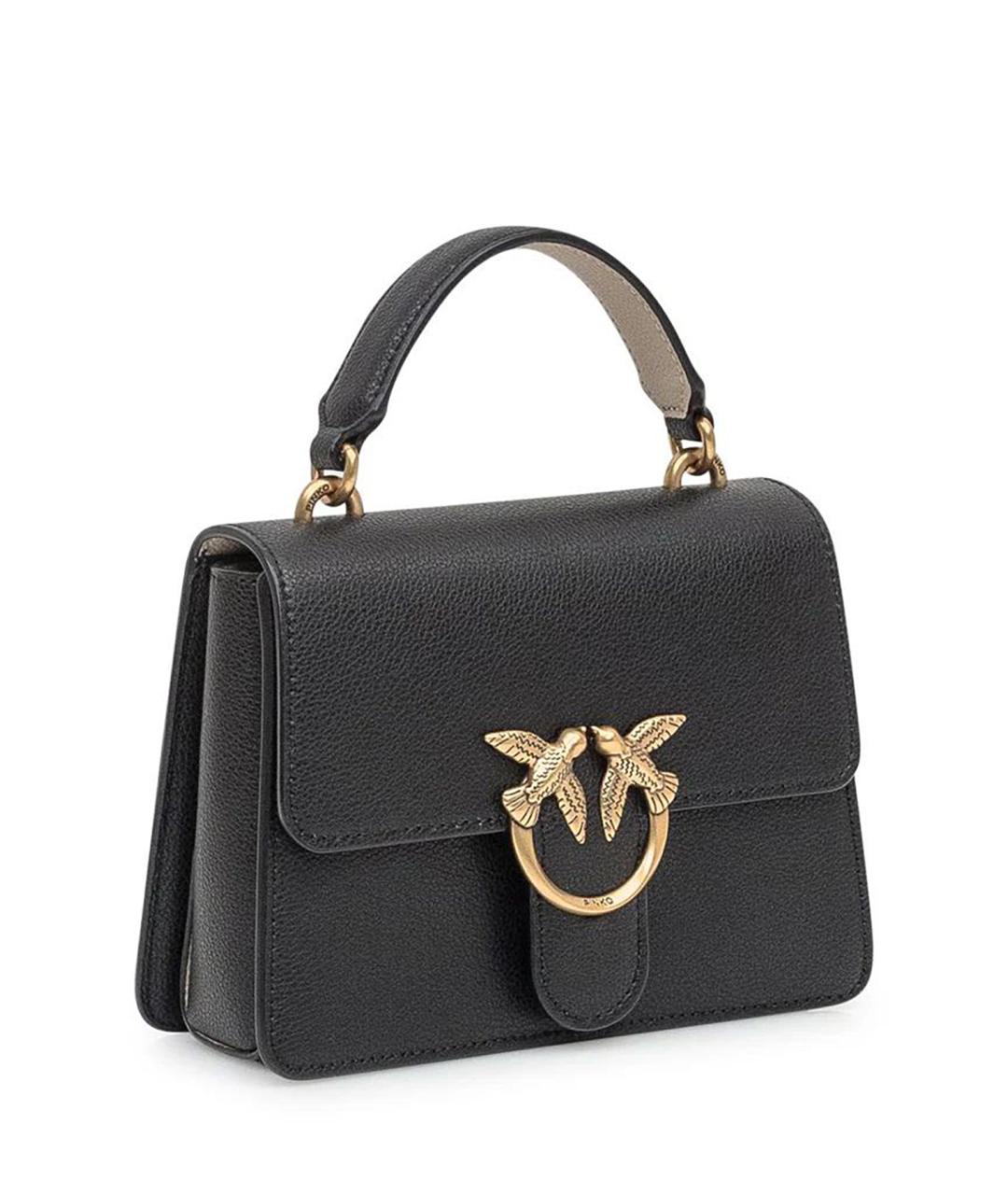 PINKO Черная кожаная сумка с короткими ручками, фото 2