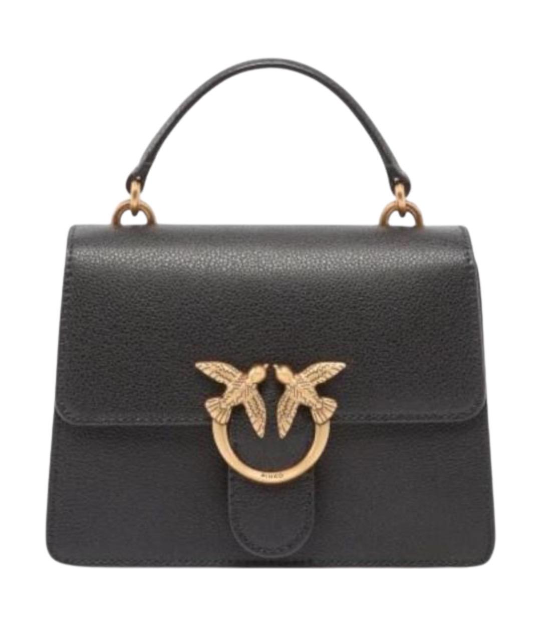 PINKO Черная кожаная сумка с короткими ручками, фото 1
