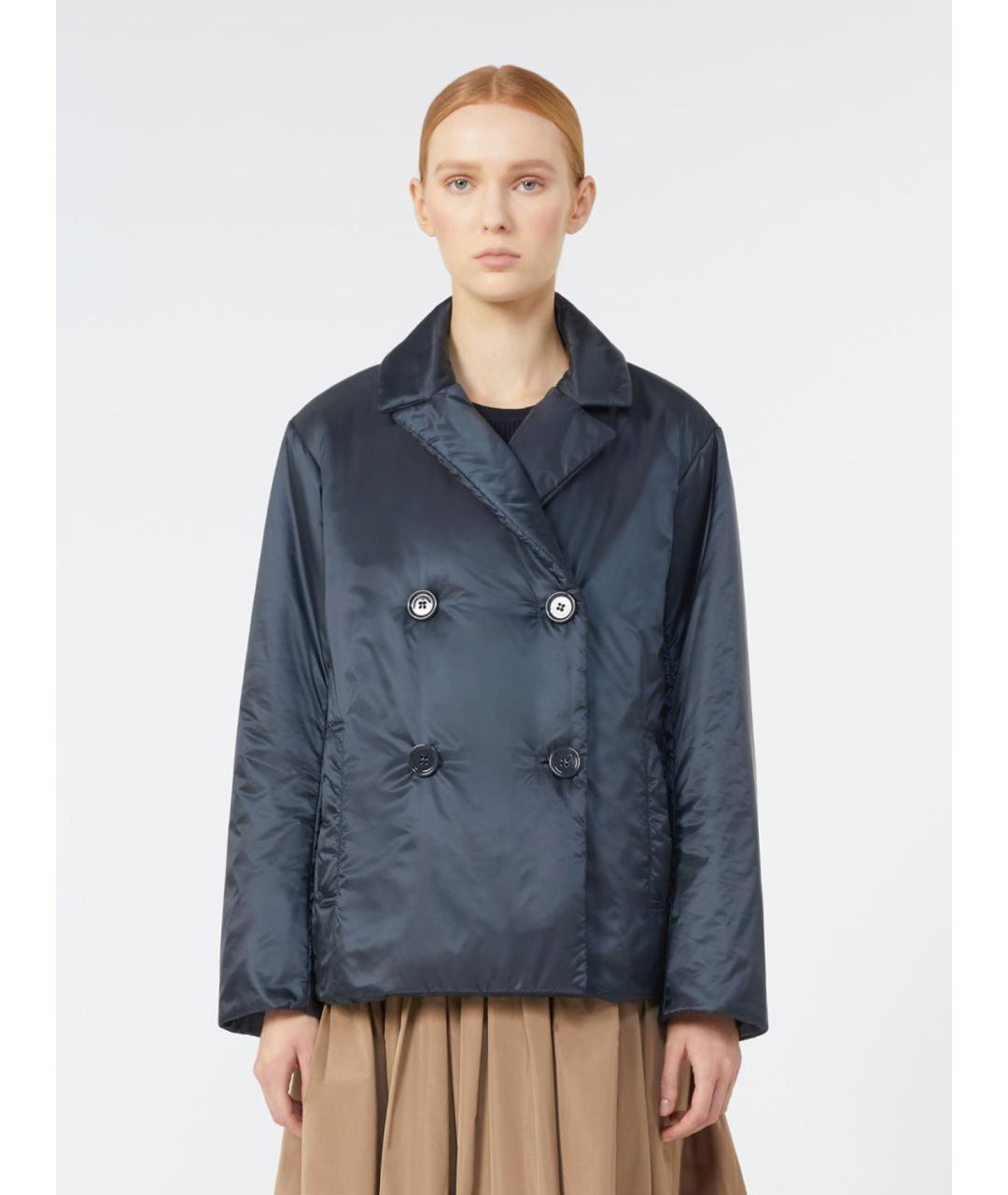 'S MAX MARA Темно-синяя полиэстеровая куртка, фото 4