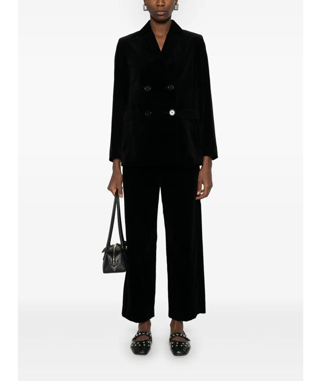 'S MAX MARA Черные хлопковые прямые брюки, фото 2