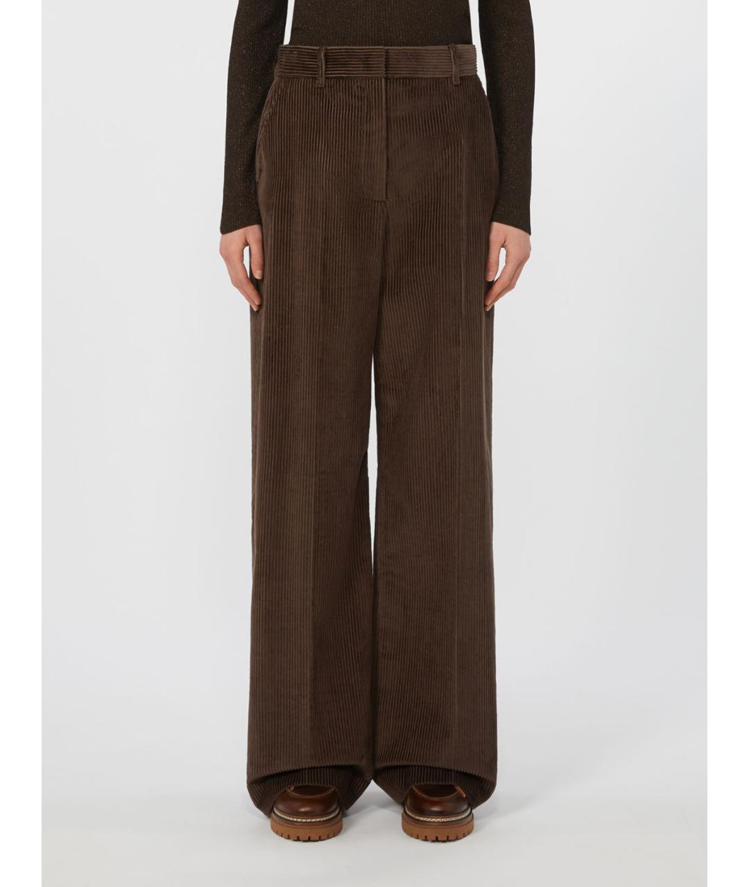 WEEKEND MAX MARA Коричневые хлопковые брюки широкие, фото 4