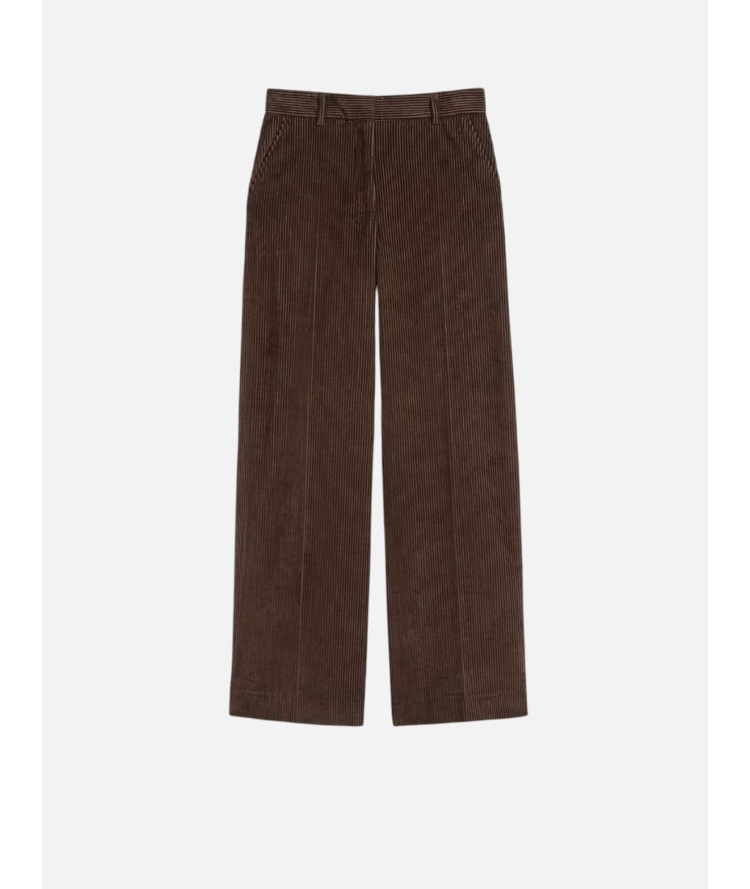 WEEKEND MAX MARA Коричневые хлопковые брюки широкие, фото 5