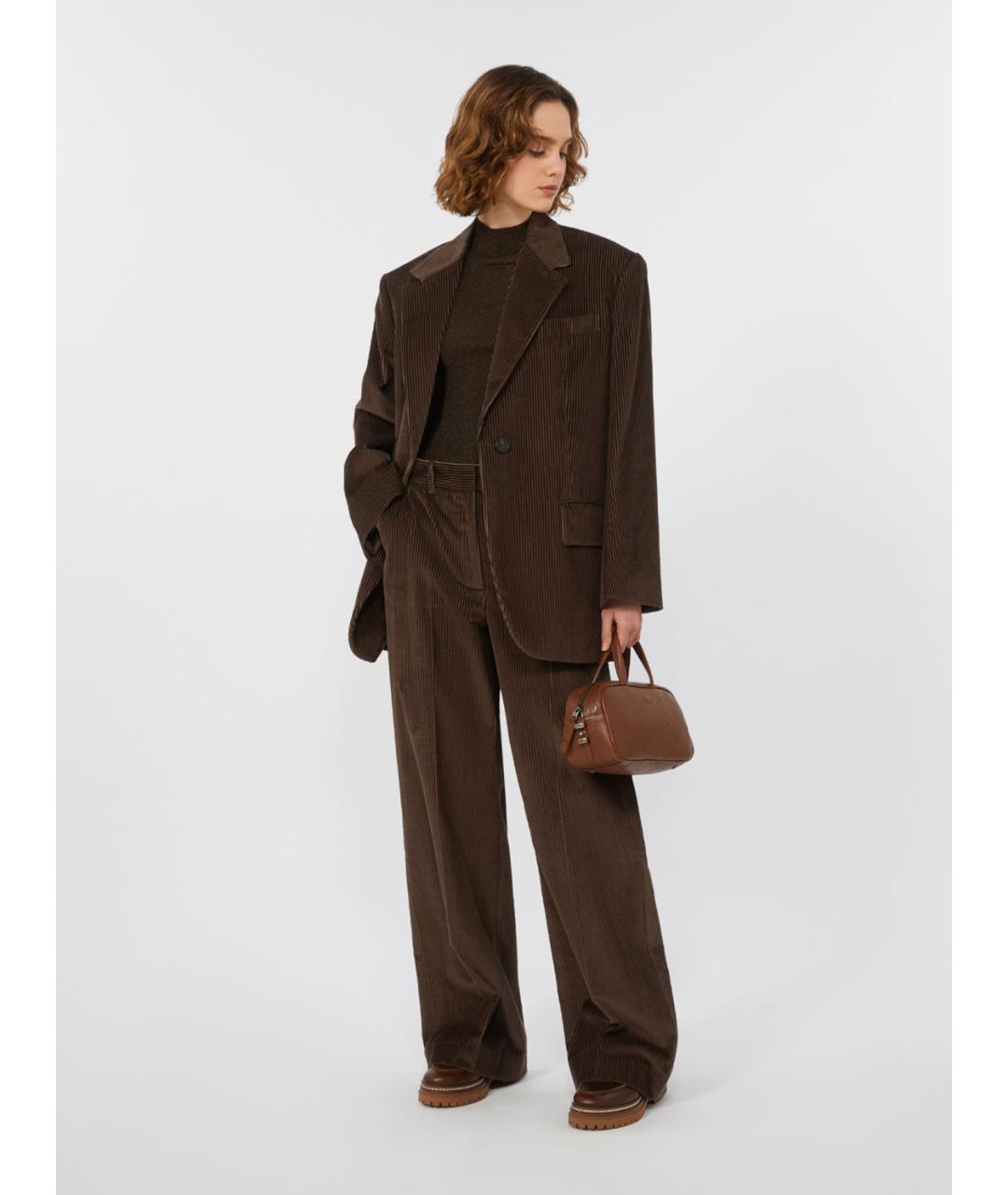 WEEKEND MAX MARA Коричневые хлопковые брюки широкие, фото 2