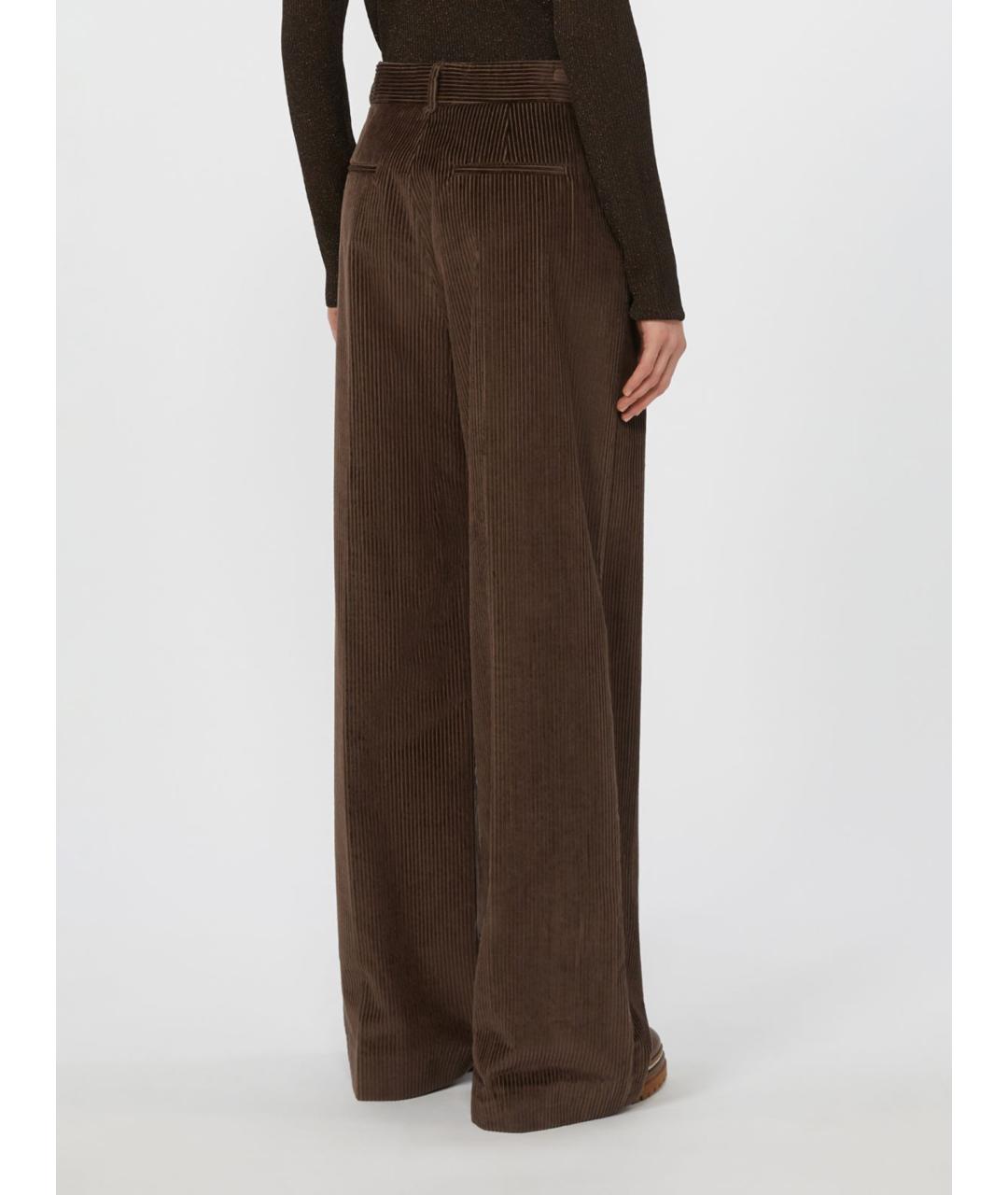 WEEKEND MAX MARA Коричневые хлопковые брюки широкие, фото 3