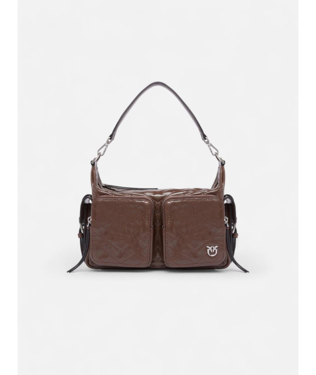 PINKO Коричневая кожаная сумка через плечо, фото 8
