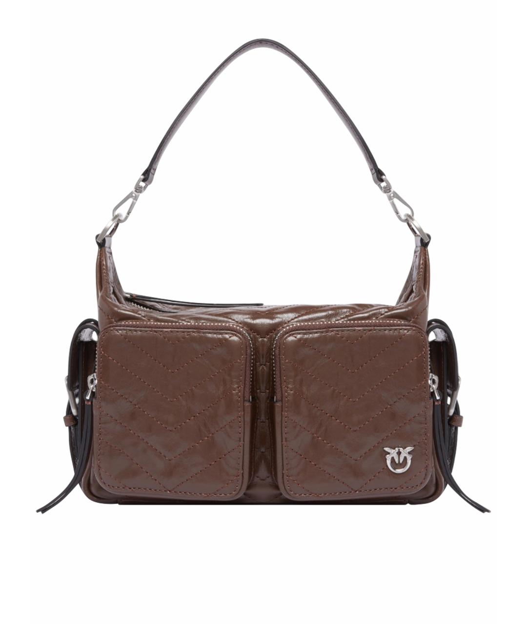 PINKO Коричневая кожаная сумка через плечо, фото 1