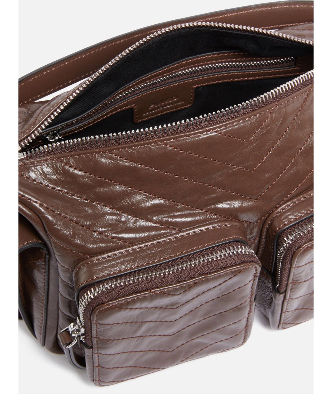 PINKO Коричневая кожаная сумка через плечо, фото 7