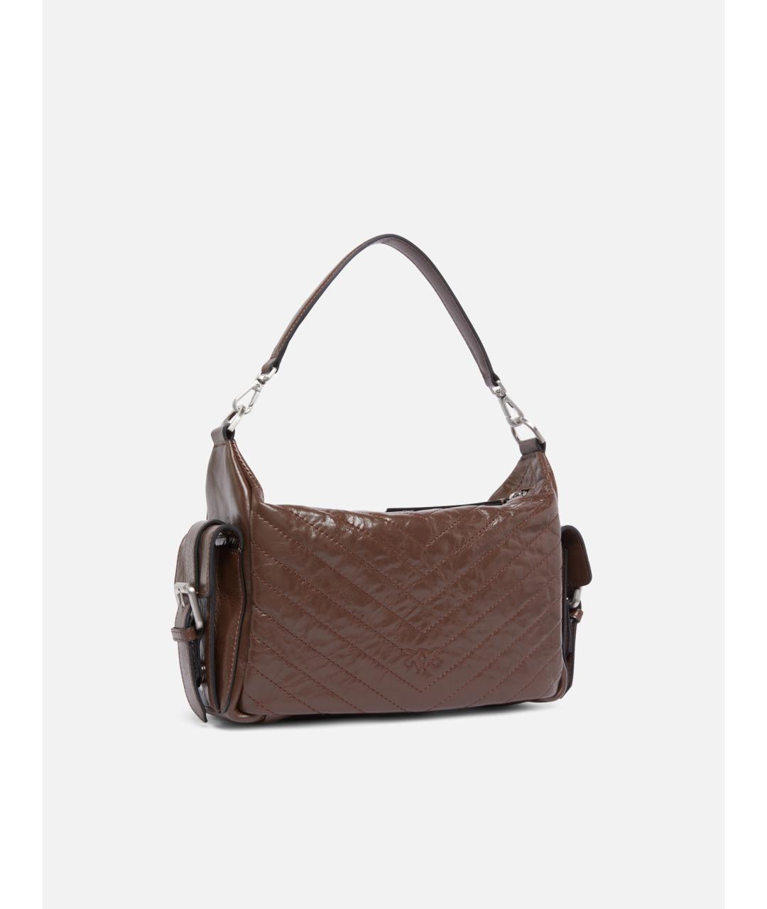 PINKO Коричневая кожаная сумка через плечо, фото 5