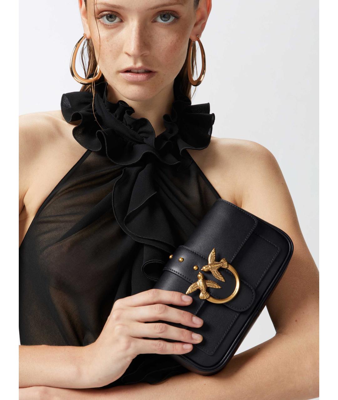 PINKO Черная кожаная сумка через плечо, фото 2