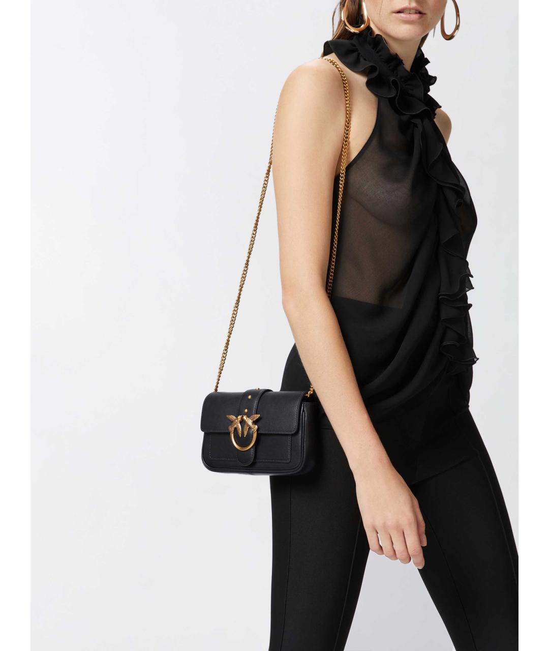 PINKO Черная кожаная сумка через плечо, фото 3