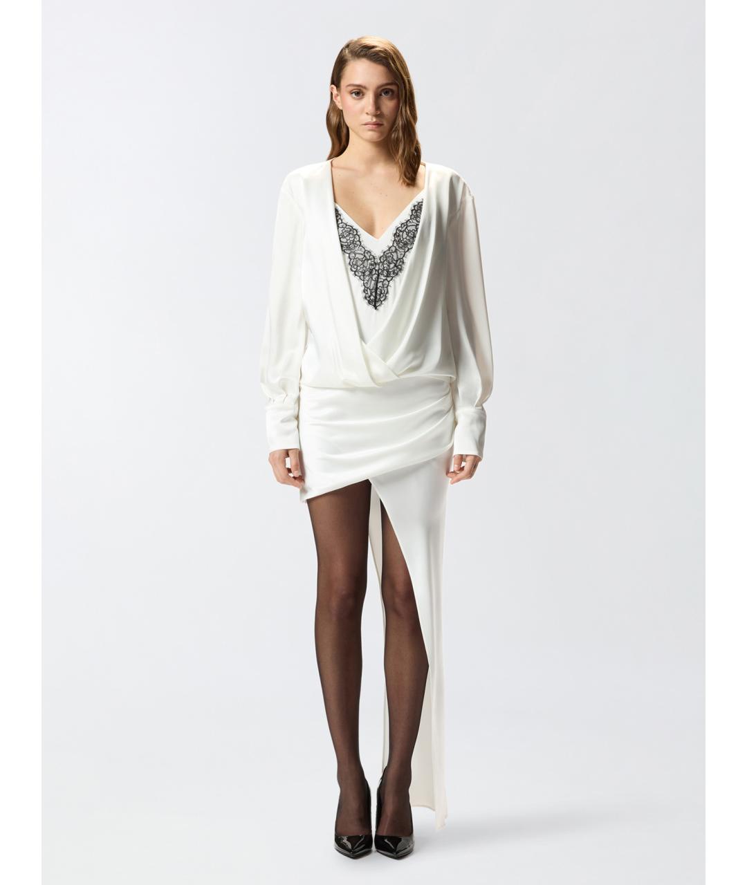 PINKO Белое ацетатное коктейльное платье, фото 3