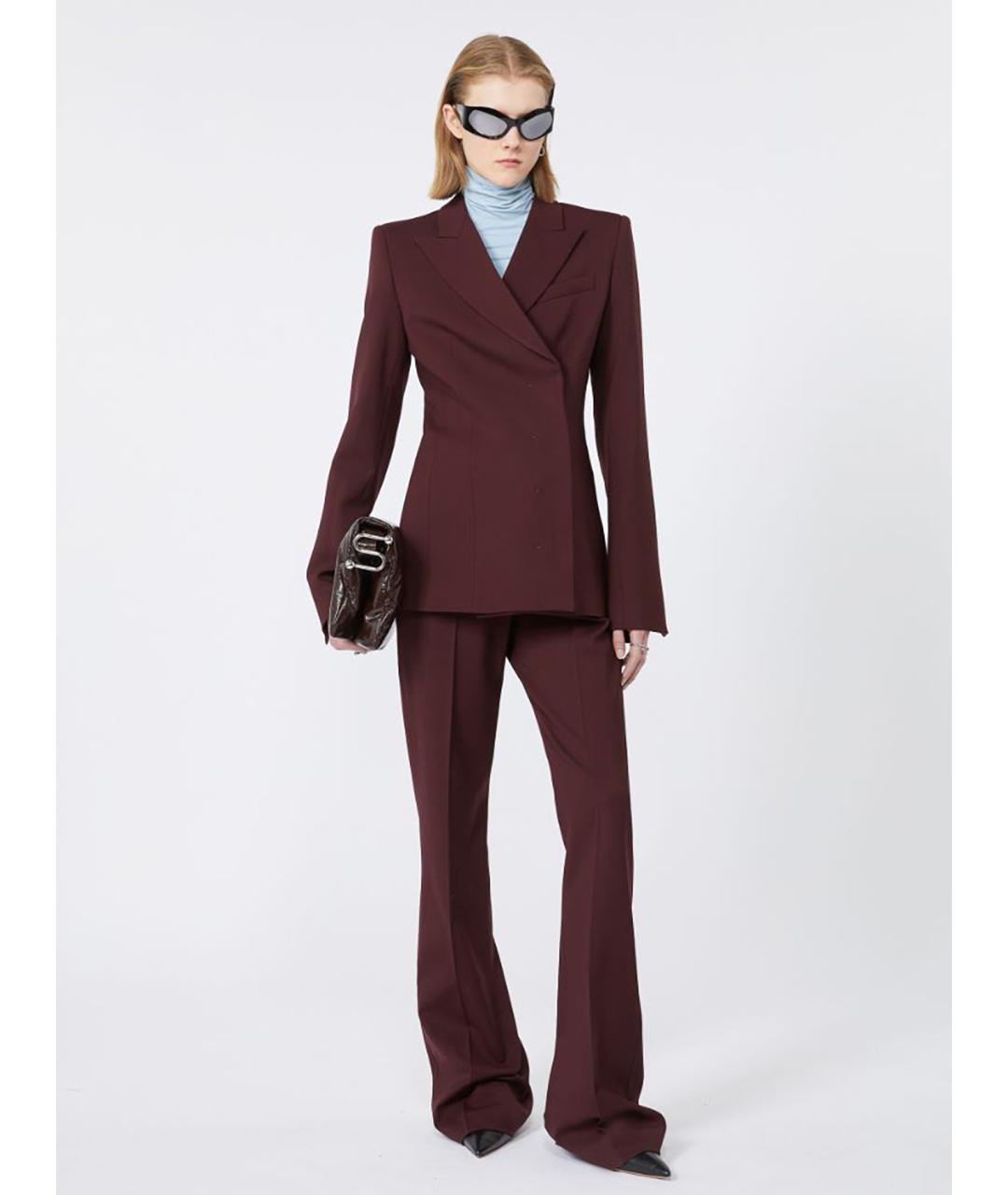 SPORTMAX Бордовые шерстяные брюки узкие, фото 2