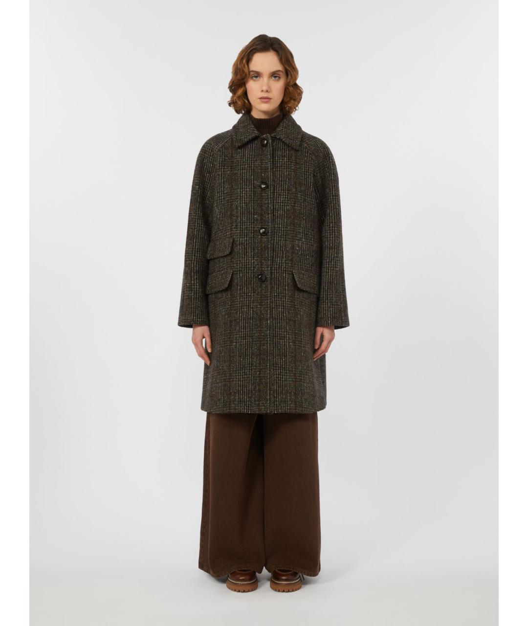 WEEKEND MAX MARA Коричневое шерстяное пальто, фото 4