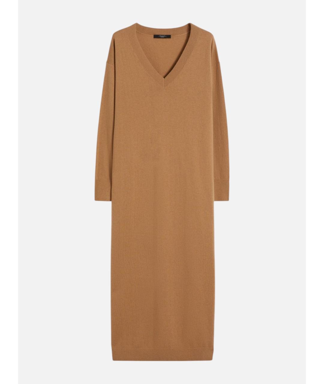 WEEKEND MAX MARA Коричневое шерстяное повседневное платье, фото 5