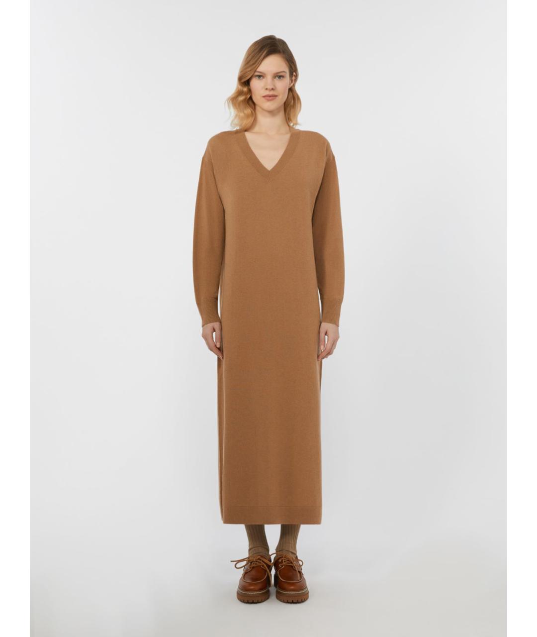 WEEKEND MAX MARA Коричневое шерстяное повседневное платье, фото 2
