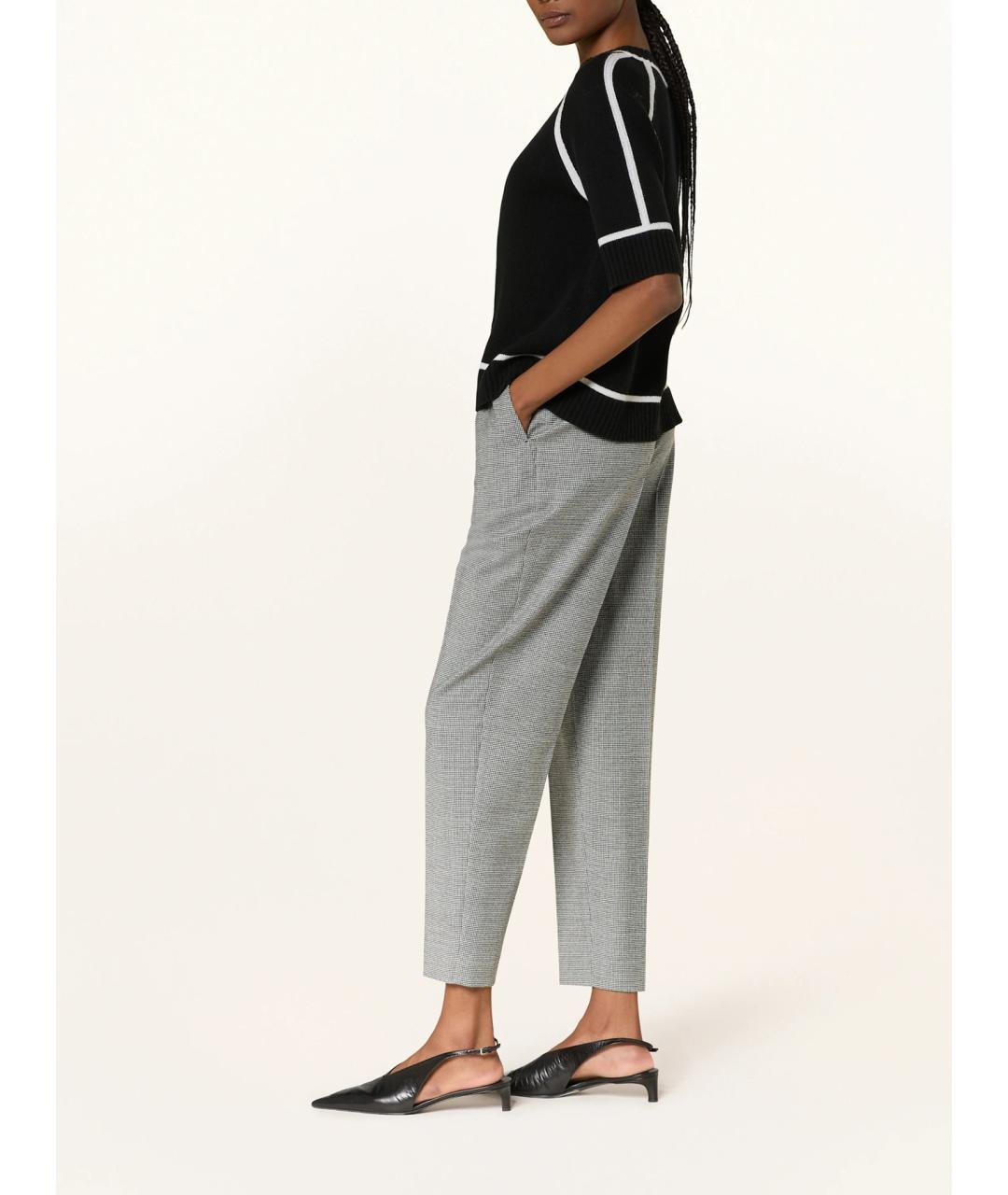MAX MARA STUDIO Серые шерстяные прямые брюки, фото 4