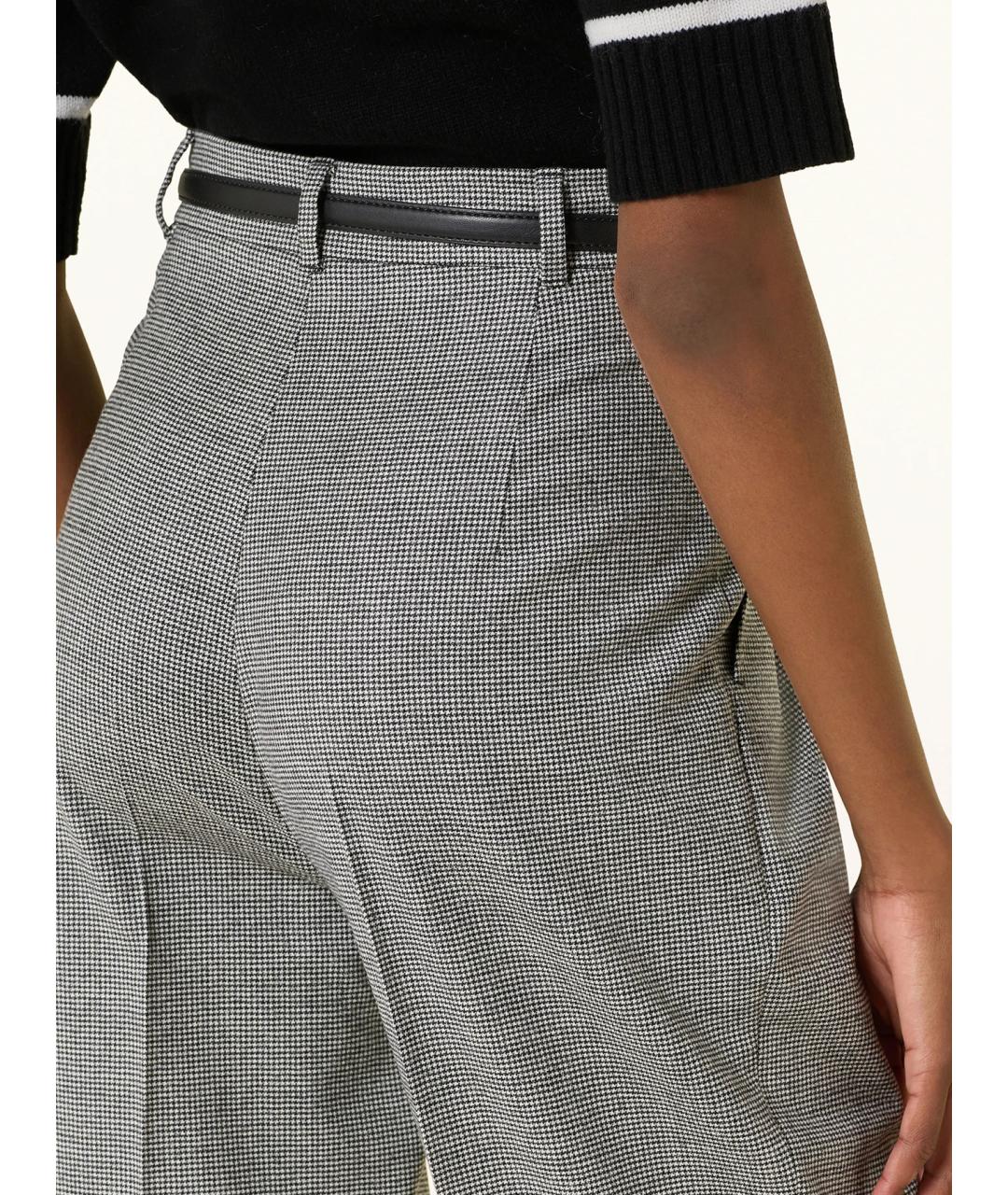 MAX MARA STUDIO Серые шерстяные прямые брюки, фото 5