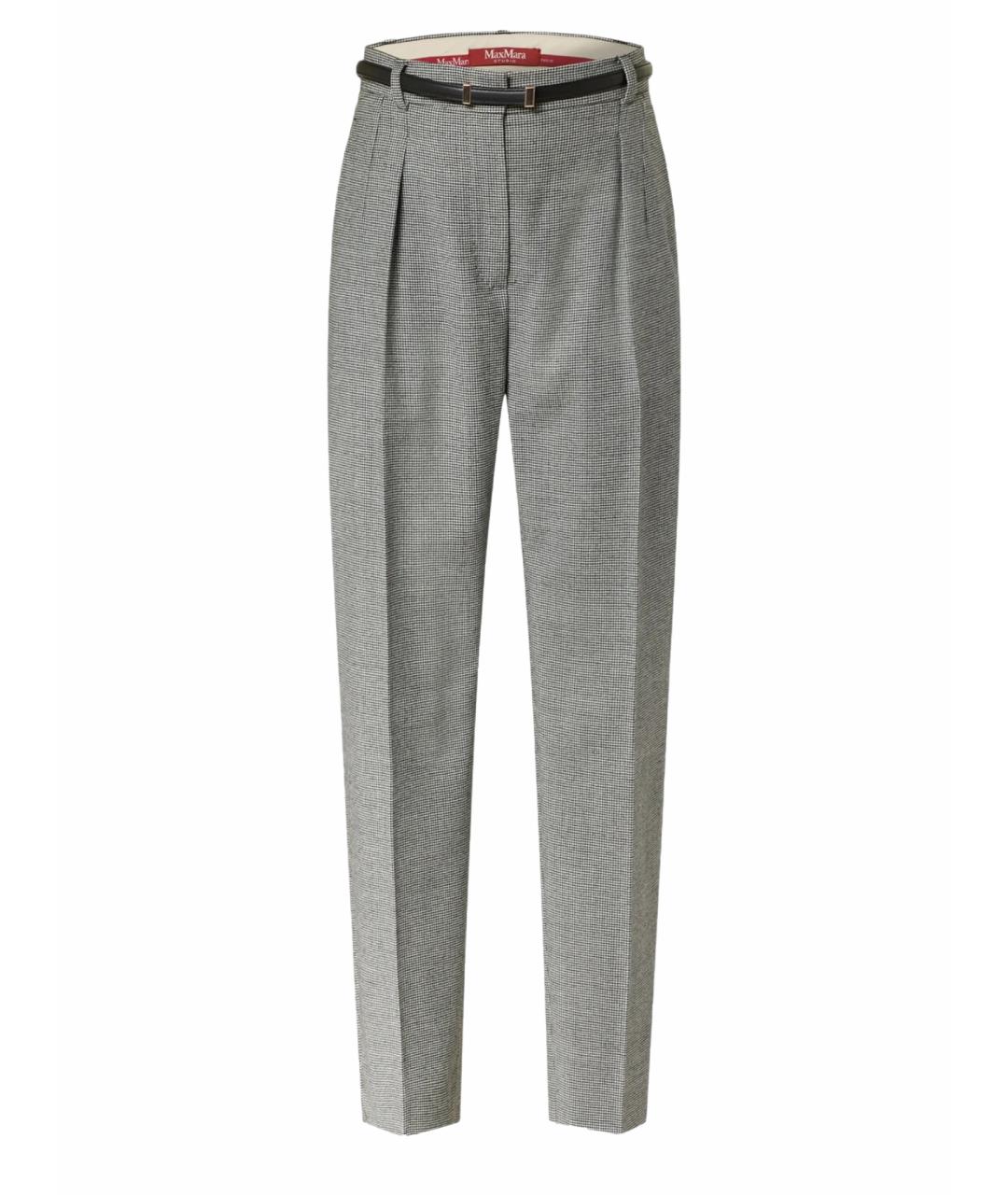 MAX MARA STUDIO Серые шерстяные прямые брюки, фото 1