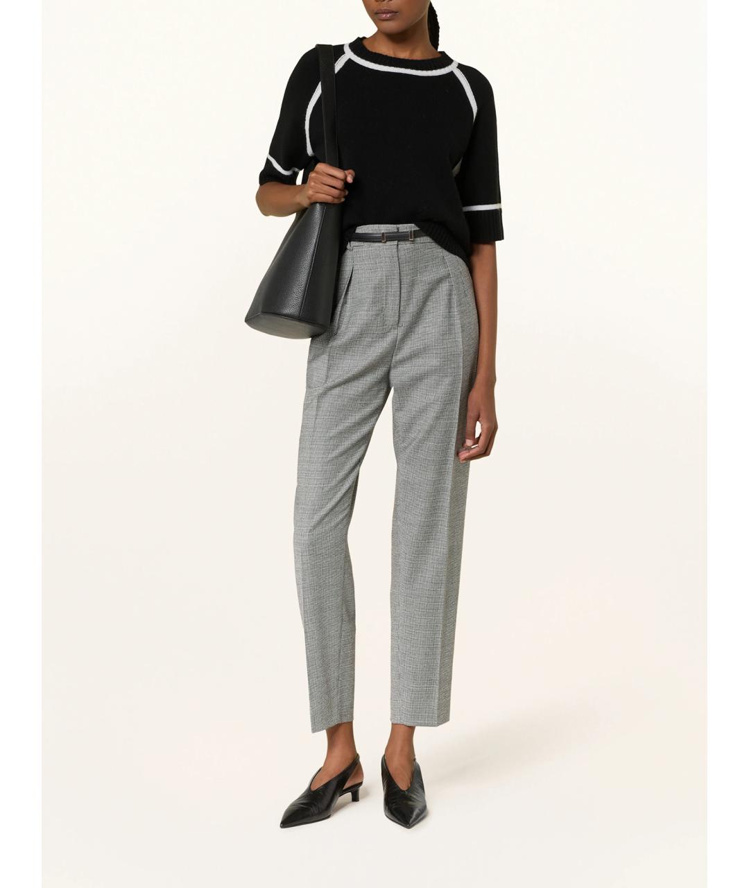 MAX MARA STUDIO Серые шерстяные прямые брюки, фото 2