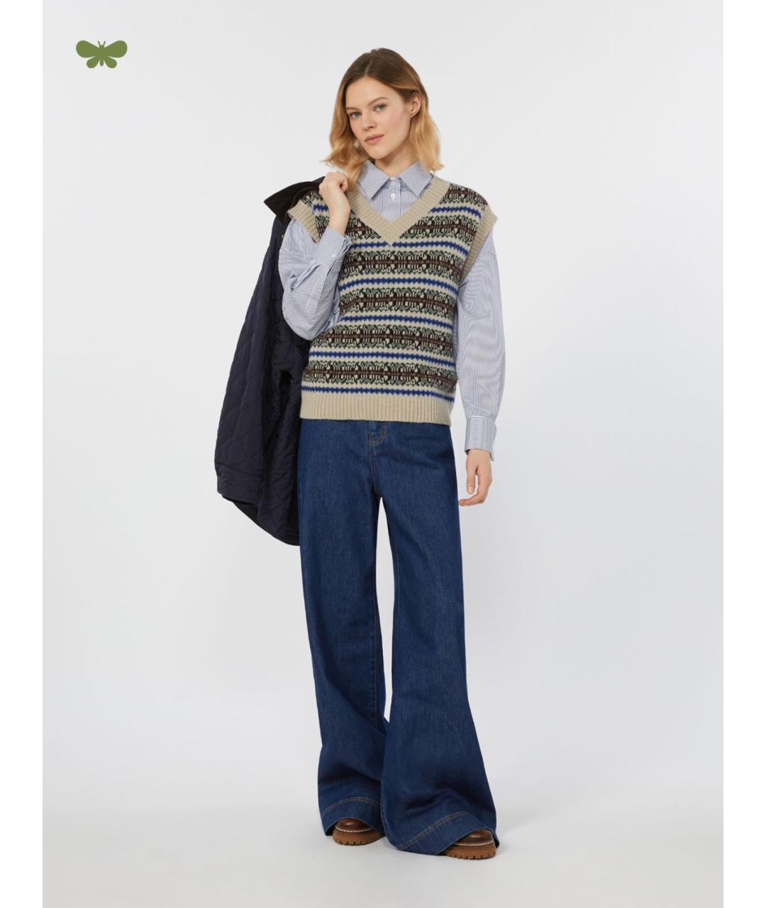 WEEKEND MAX MARA Синие хлопковые прямые джинсы, фото 2