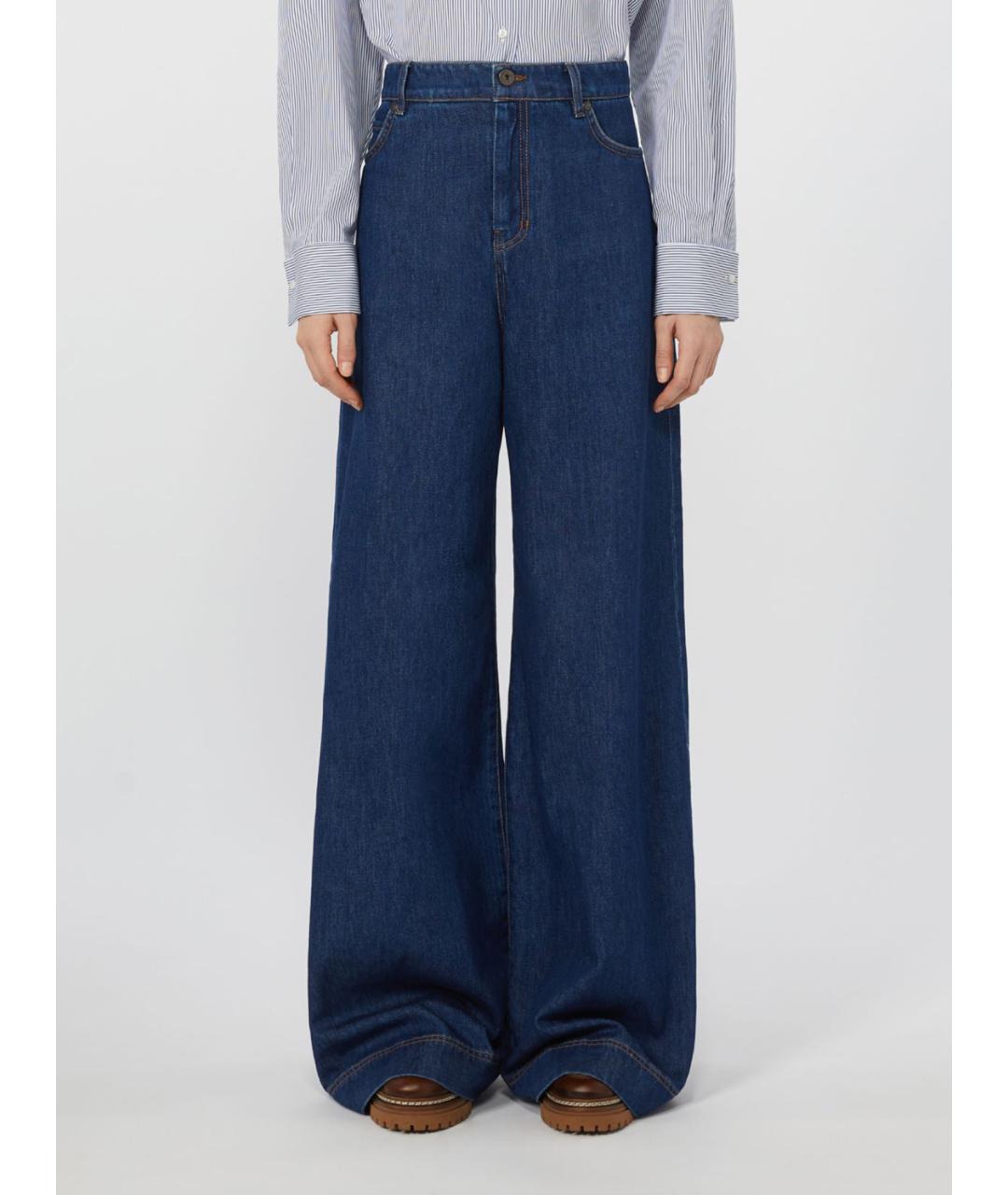 WEEKEND MAX MARA Синие хлопковые прямые джинсы, фото 4