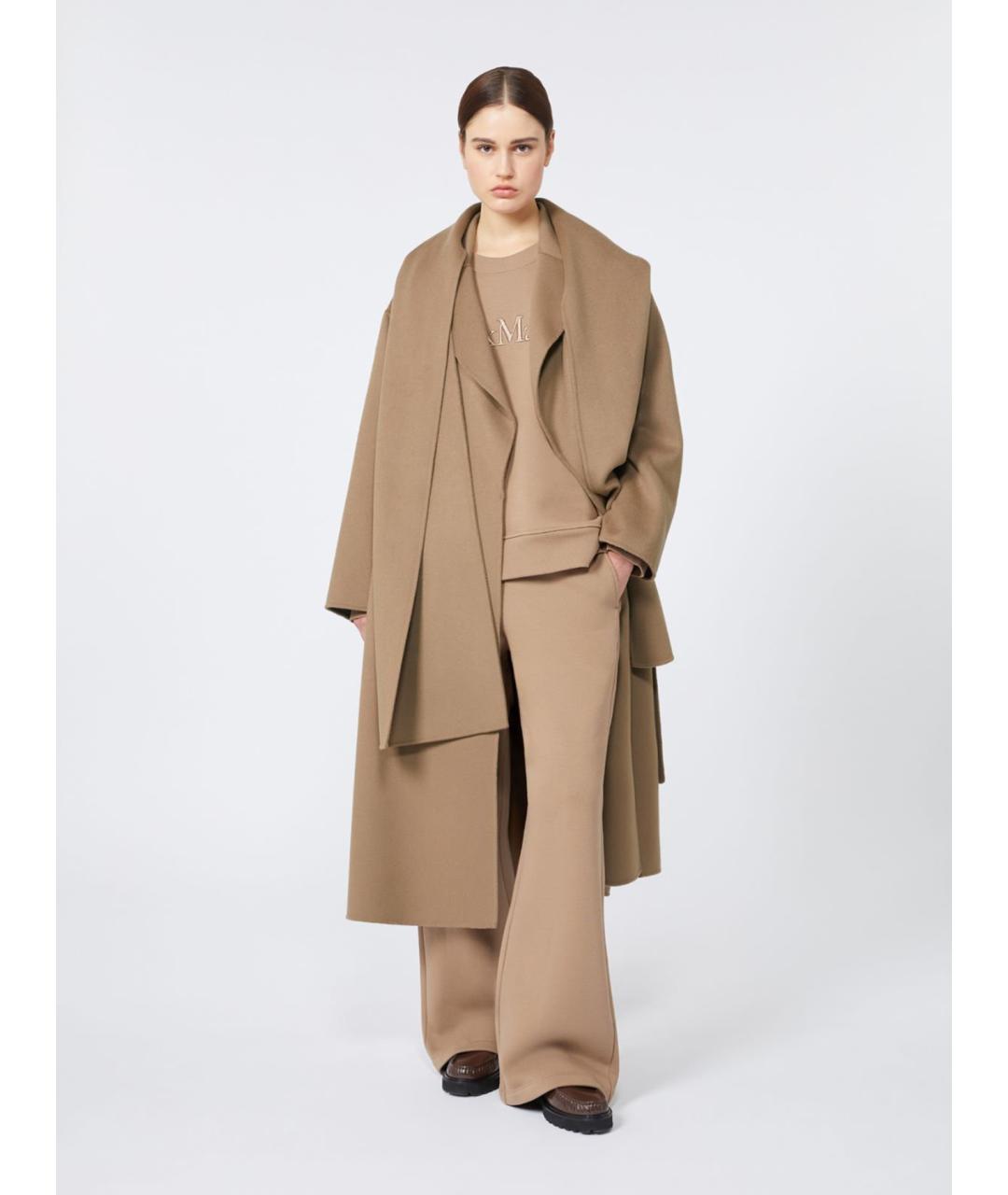 'S MAX MARA Бежевое шерстяное пальто, фото 2