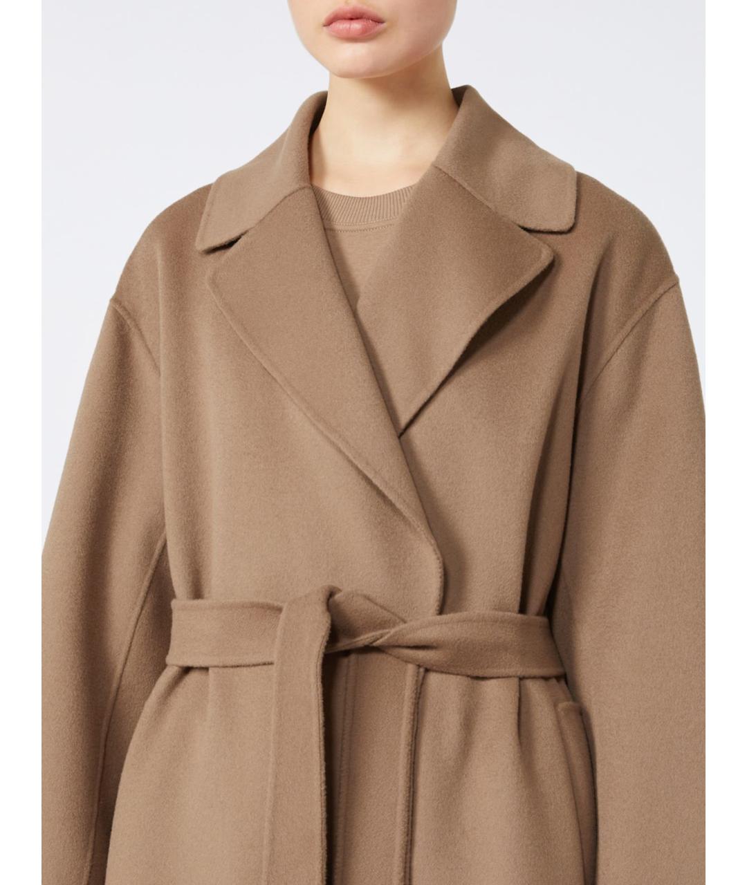 'S MAX MARA Бежевое шерстяное пальто, фото 5