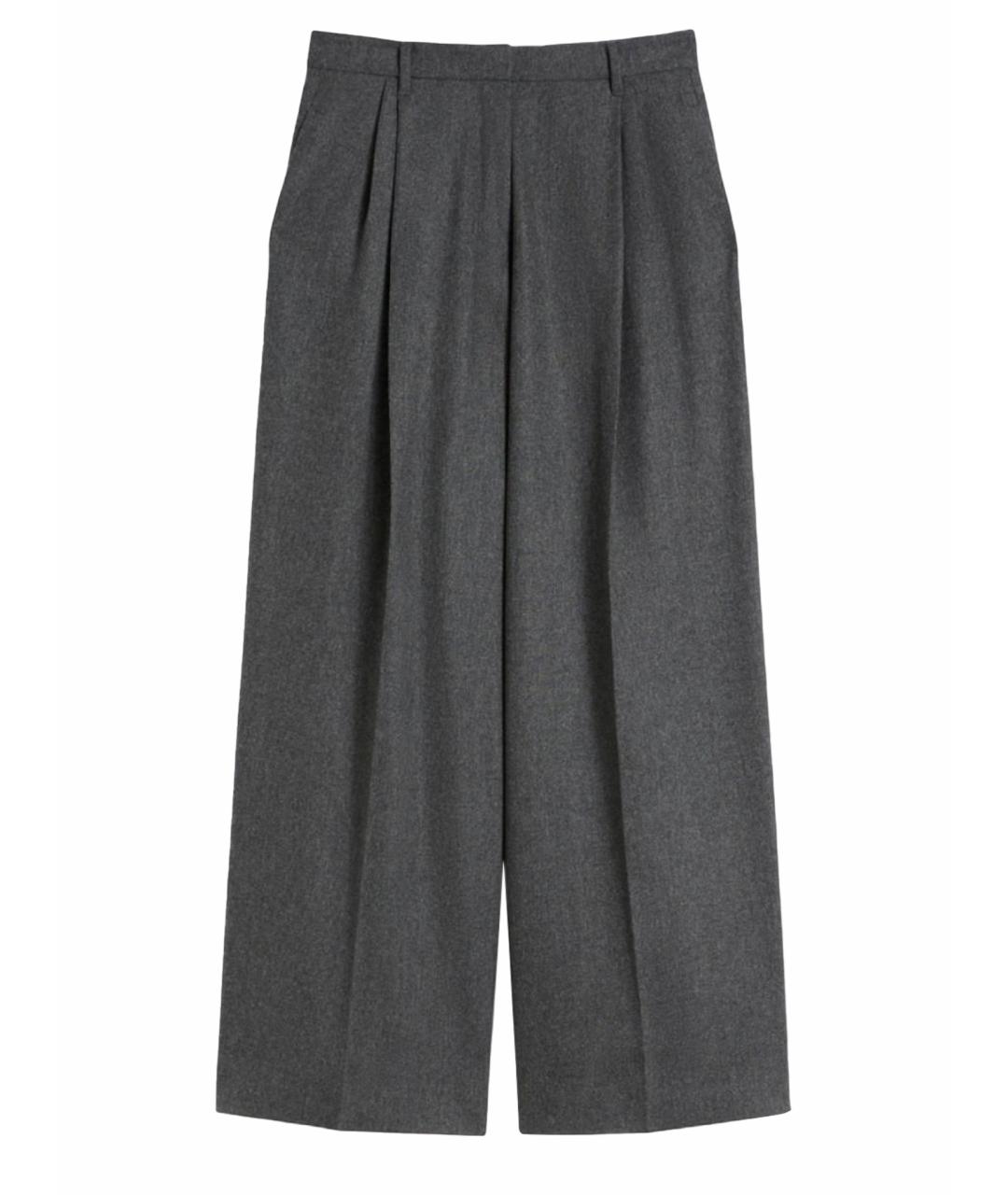 'S MAX MARA Антрацитовые шерстяные брюки широкие, фото 1