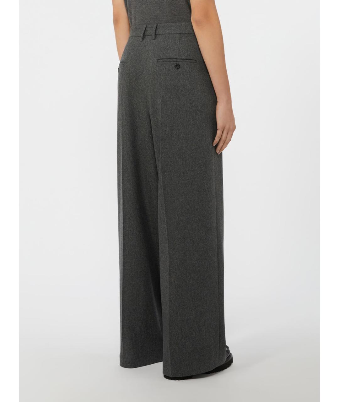 'S MAX MARA Антрацитовые шерстяные брюки широкие, фото 3