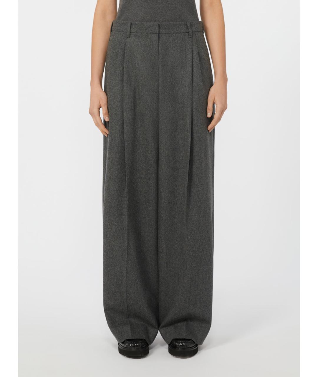 'S MAX MARA Антрацитовые шерстяные брюки широкие, фото 4