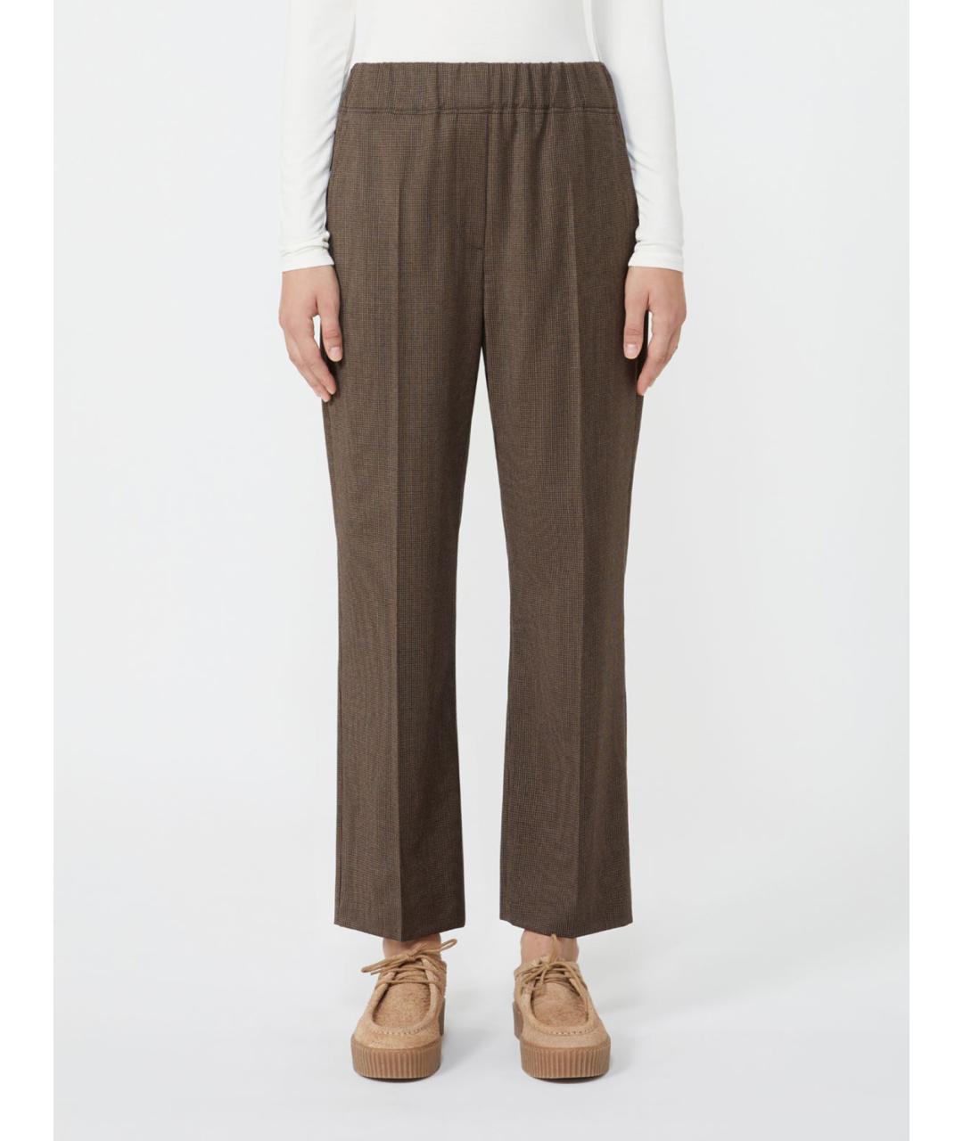 WEEKEND MAX MARA Коричневые шерстяные прямые брюки, фото 4