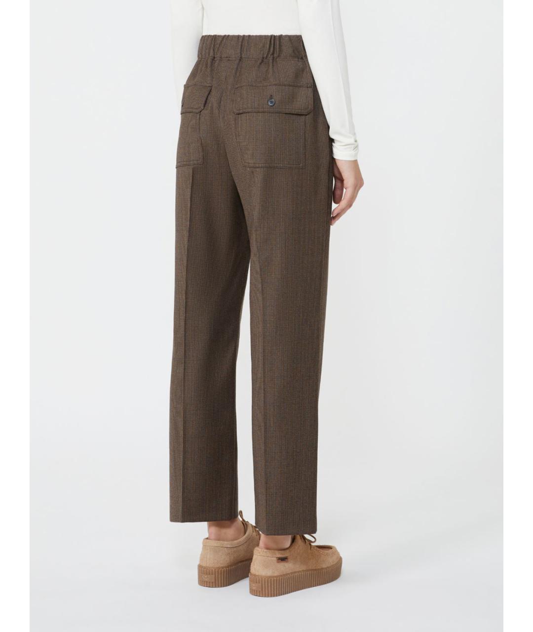 WEEKEND MAX MARA Коричневые шерстяные прямые брюки, фото 3