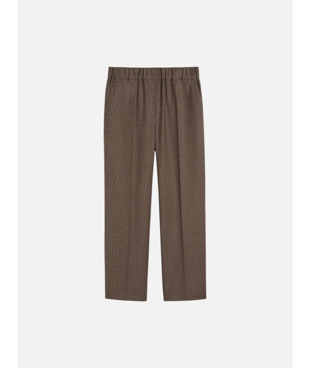 WEEKEND MAX MARA Коричневые шерстяные прямые брюки, фото 6