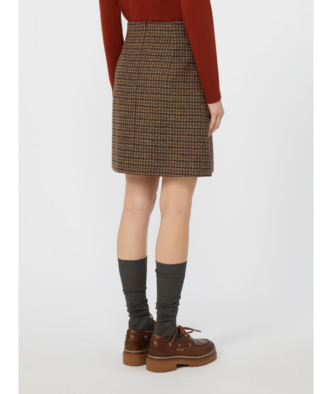 WEEKEND MAX MARA Коричневая шерстяная юбка мини, фото 3