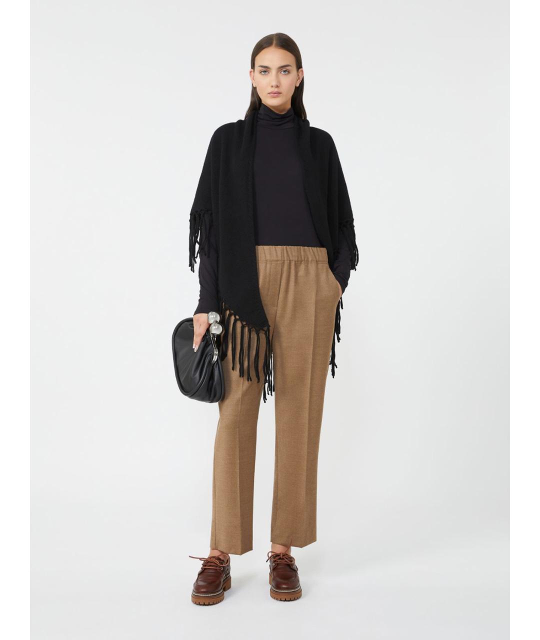 WEEKEND MAX MARA Коричневые шерстяные прямые брюки, фото 2