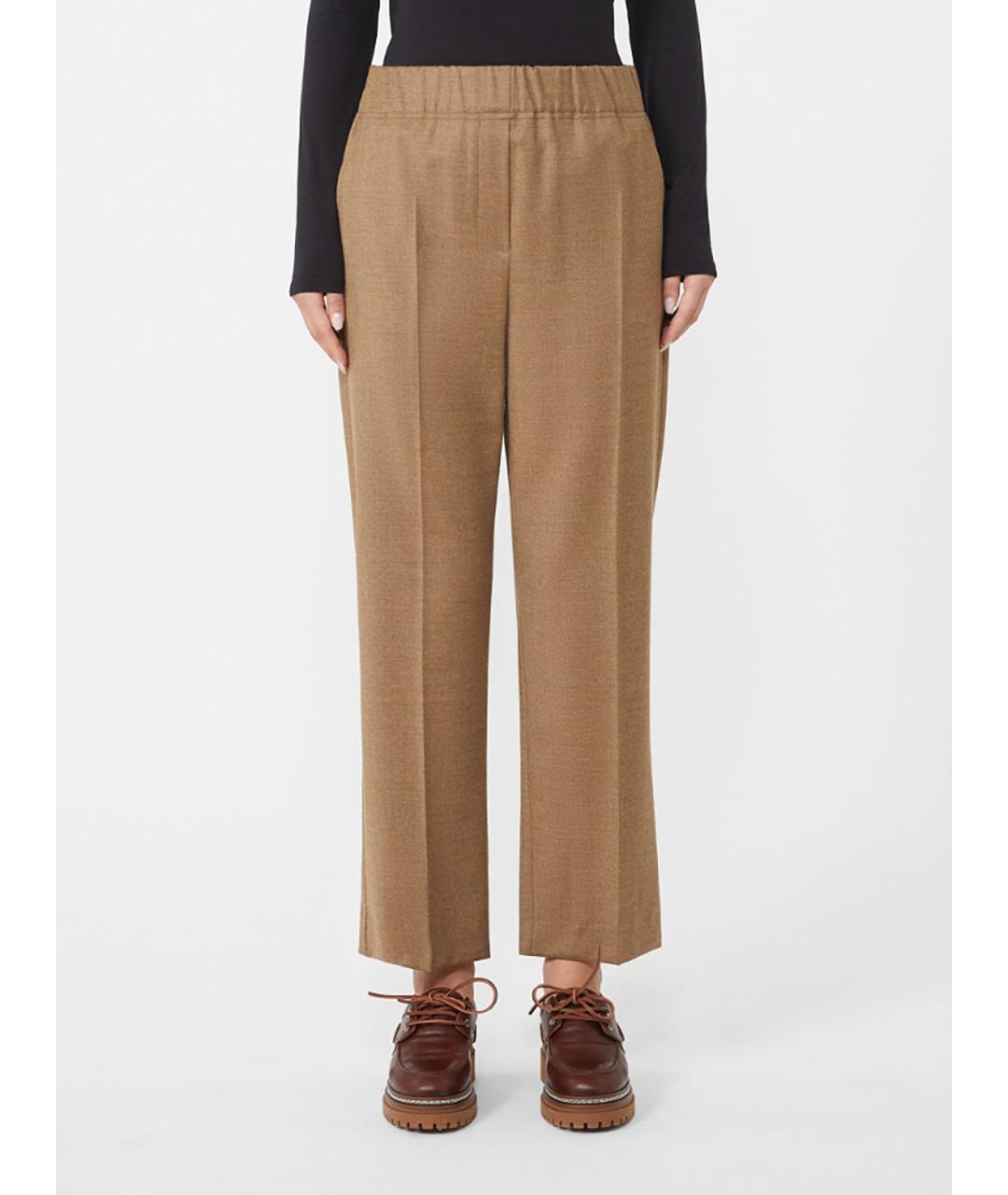 WEEKEND MAX MARA Коричневые шерстяные прямые брюки, фото 4