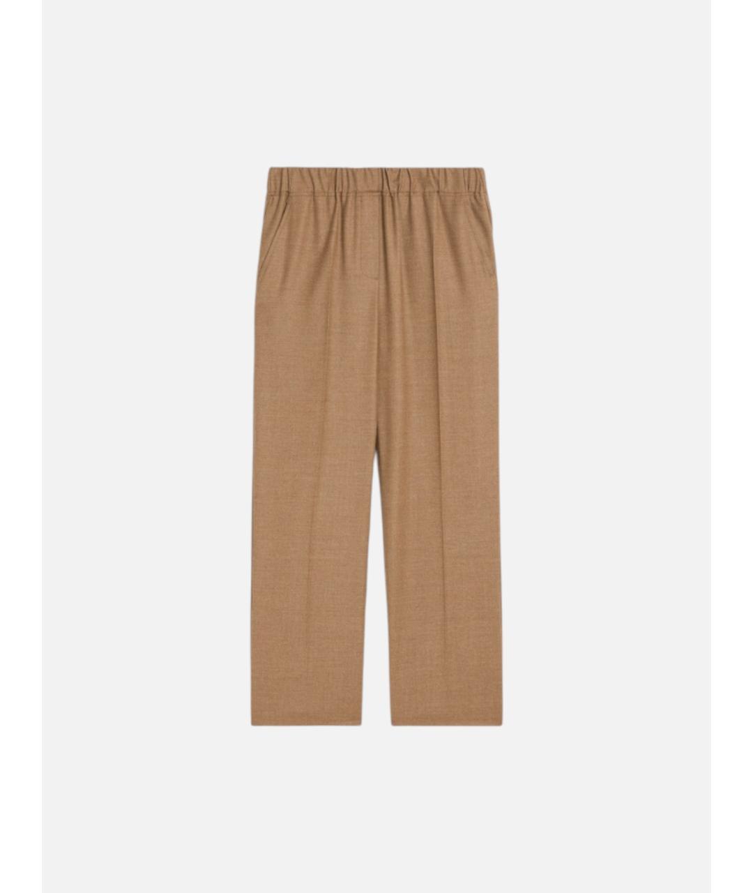 WEEKEND MAX MARA Коричневые шерстяные прямые брюки, фото 5